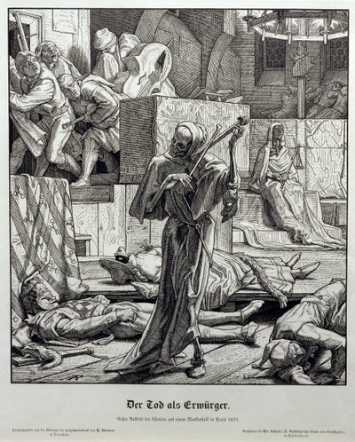 Morte como Assassino, 1851 (gravura em madeira) de Alfred Rethel
